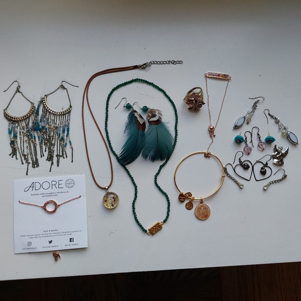 Jewelry Assortment - Necklaces, Earrings, Ring, And Bracelet